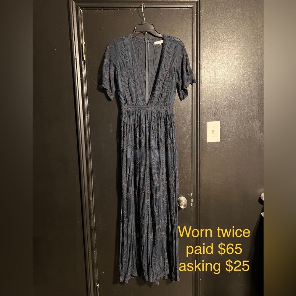 Blue lace romper dress